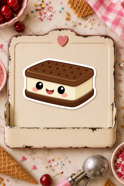 Ice Cream Sandwich Magnet | Vinyl Dessert Decor, Summer Treat Fridge Magnet