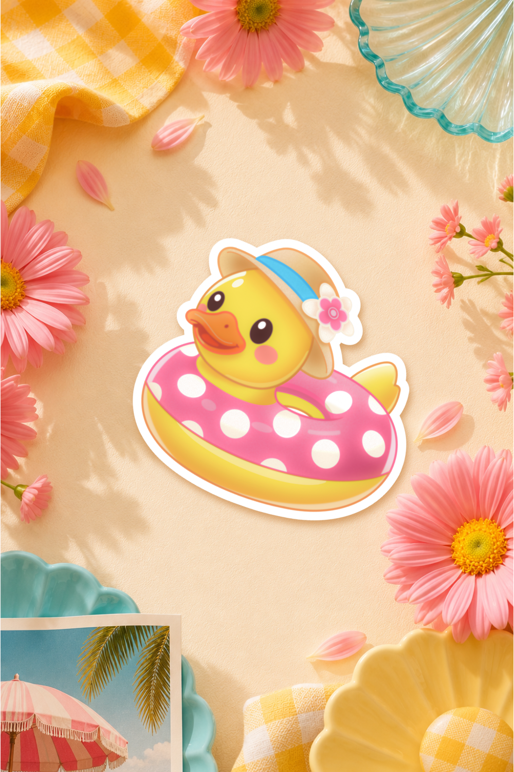 Duck Float Magnet | Polka Dot Pool Ring, Summer Beach Decor