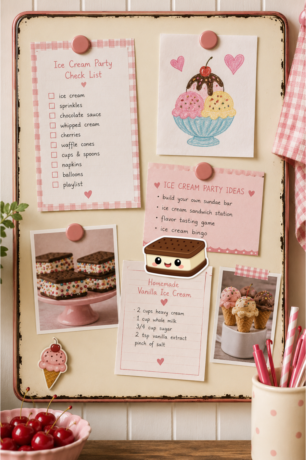 Ice Cream Sandwich Magnet | Vinyl Dessert Decor, Summer Treat Fridge Magnet