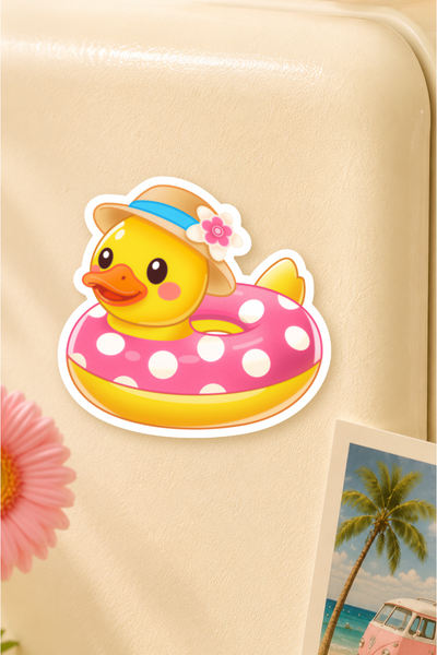Duck Float Magnet | Polka Dot Pool Ring, Summer Beach Decor