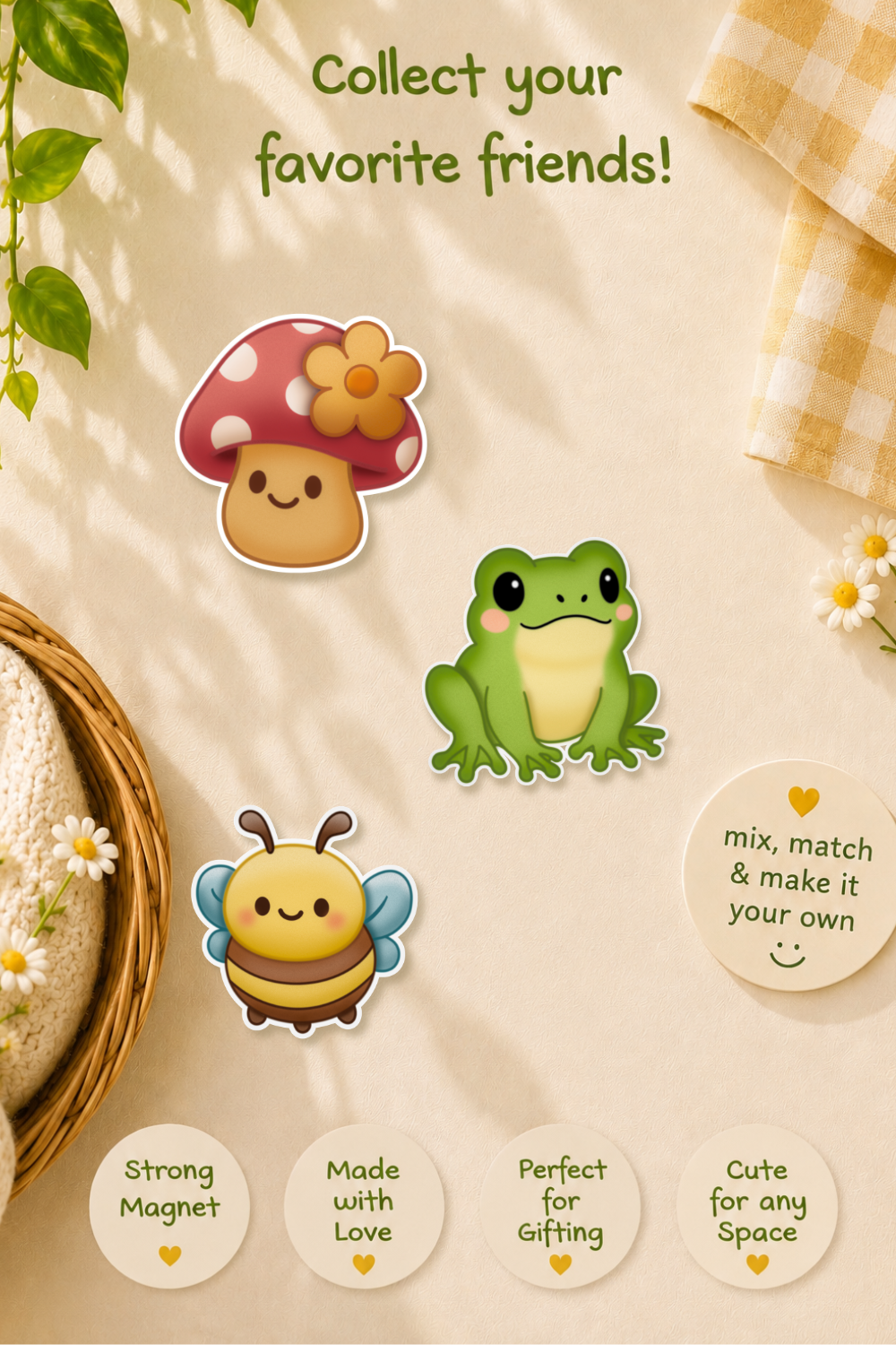 Kawaii Mushroom Magnet