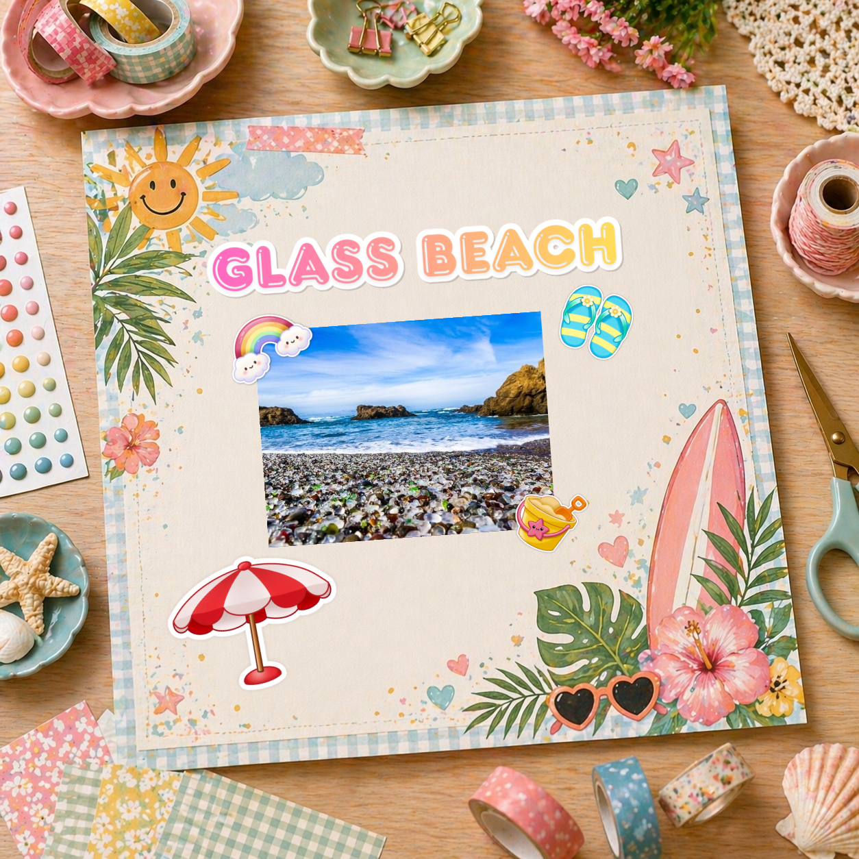 Summer Smiles Kawaii Sticker Sheet | Pastel Beach Planner Decals